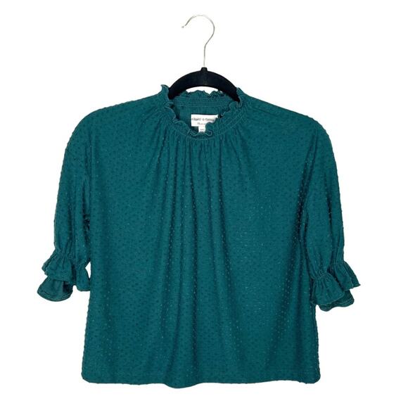 MADEWELL / Texture & Thread teal green Clipdot Ruffle top / XXS - Picture 1 of 7